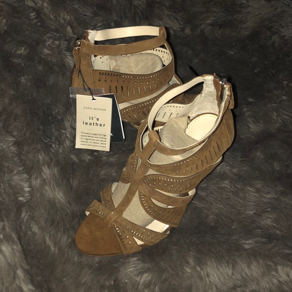 Zara real leather heels